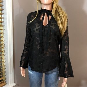 Sheer button up black blouse